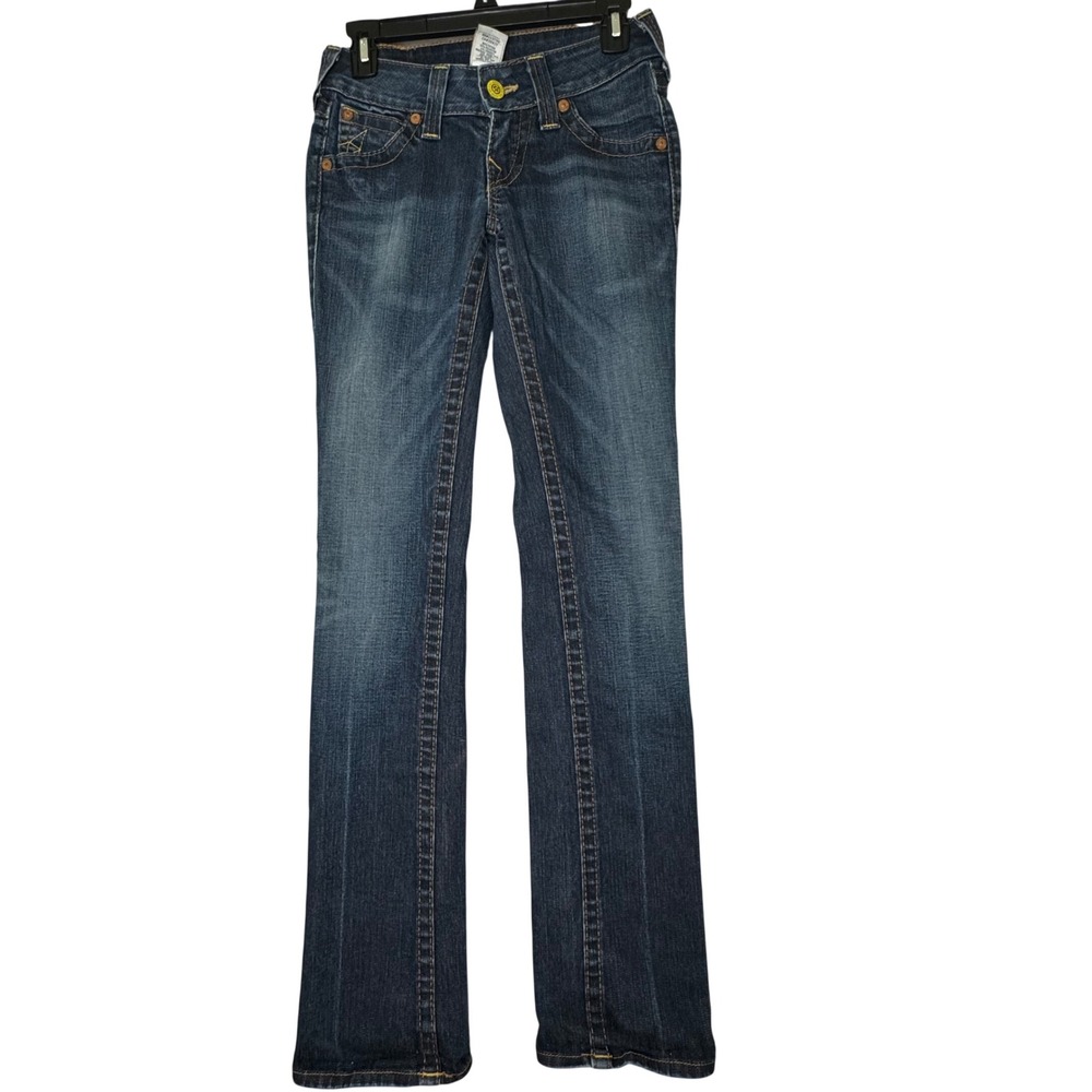 True Religion Womens Low Rise Bootcut Jeans Dark Wash Made in USA Size 25